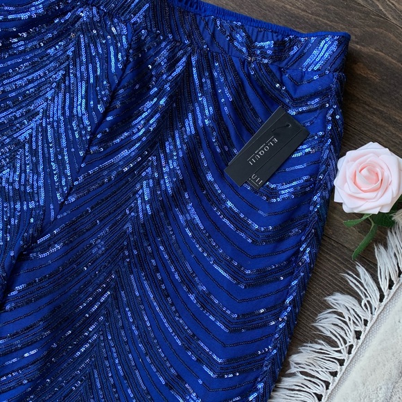 NWT Eloquii Blue Sequin Pants - Picture 1 of 9